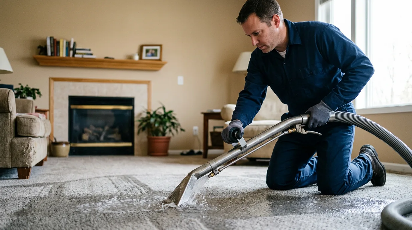 Water damage restoration technician working near La Feria, TX